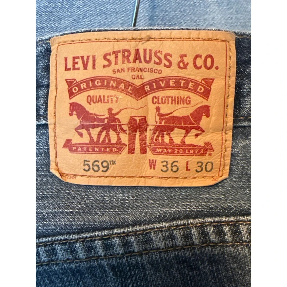 Levis 569 Loose‎ Straight Jeans Mens 36x30 Blue Denim Medium Wash 00569-0201